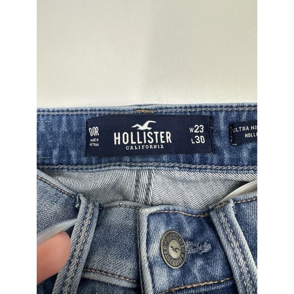 Hollister Women Jeans Size 00 Reg Ultra HighRise Extreme Skinny Distressed Denim - Picture 3 of 11
